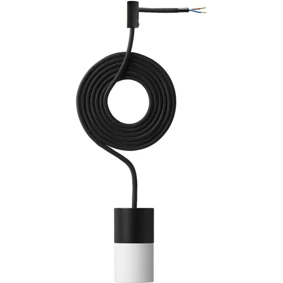 Nielsen Light P8 fatningssæt E27, sort/hvid med 3 m stofledning