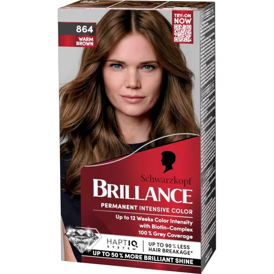 Schwarzkopf Brillance 864 Warm Brown Permanent Hårfarve