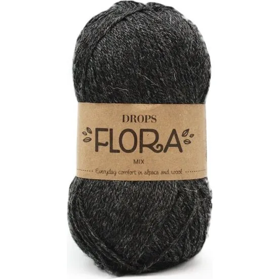DROPS Flora 05 Mørkegrå Mix - Uld og Alpaca garn