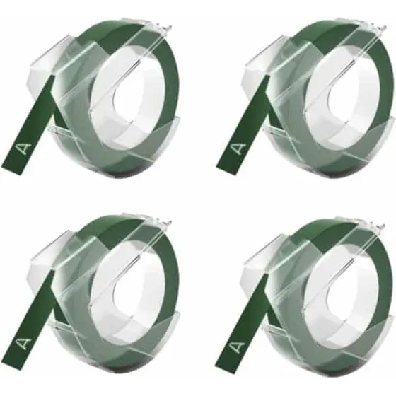 Dymo 3D Tape Hvid/Grøn 9mm x 3m (4 stk) Kompatibel S0898160