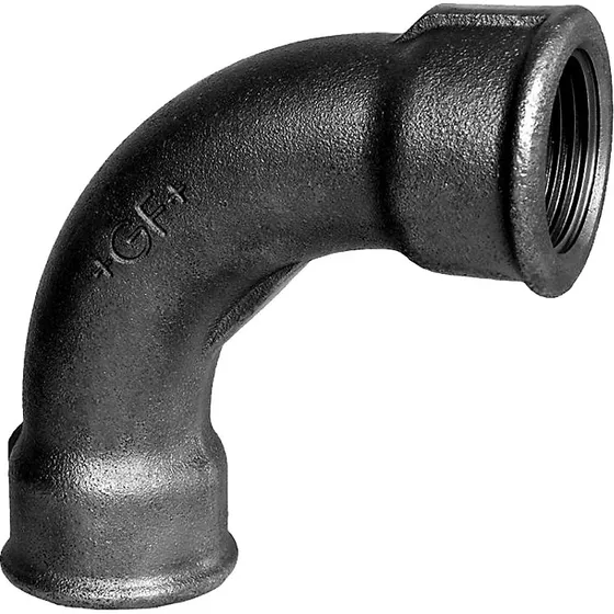 Georg Fischer 3/8'' sort 90° lang bøjning muffe-muffe