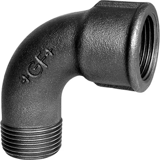 Georg Fischer kort bøjning 90° sort 3/8'' muffe-nippel