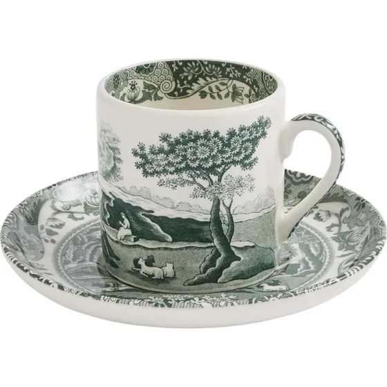 Spode Heritage Green Italian espressokop med underkop, 9 cl