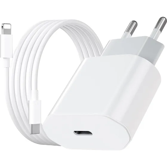 iPhone Hurtigoplader USB-C PD 3.0 20W + 1m Kabel - Hvid