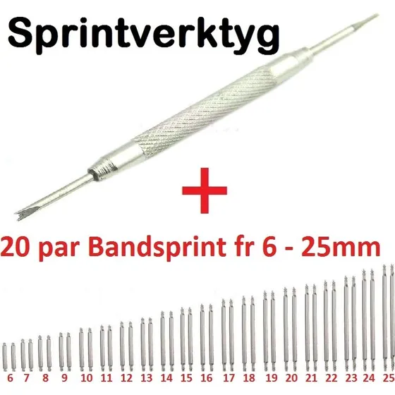 Stål Sprintværktøj og 20 par båndsplint (6mm-25mm)