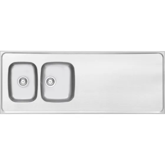 Contura Classic H 1600 stålbord med dobbeltvask, 160x63,5 cm