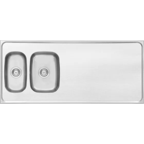 Contura Classic G 1420 stålbord med dobbeltvask, 142x61 cm