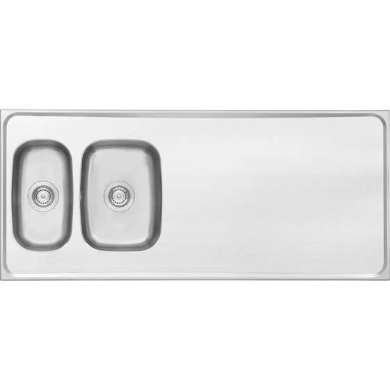 Contura Classic G 1400 stålbord med dobbelt vask, 140x60 cm