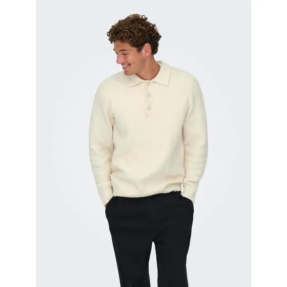 Onsdale Rlx LS Polo Knit Noos - Brun strikpoloshirt