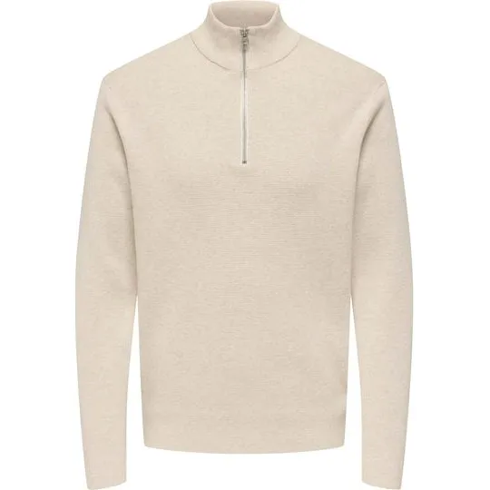 Only & Sons Onsting Half Zip Striktrøje i Økologisk Bomuld