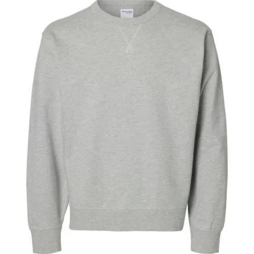 Selected Slmrelaxluke Sweat Crew Neck i natblå
