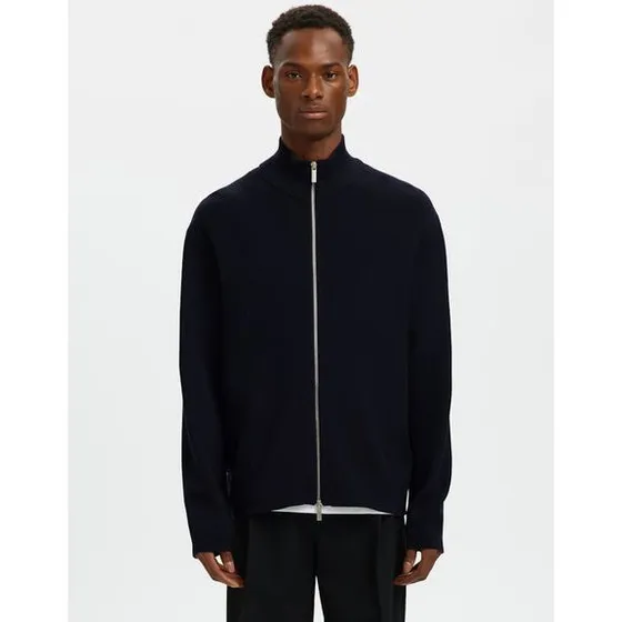 Slhteller FN Relaxed Zip Cardigan med polokrave