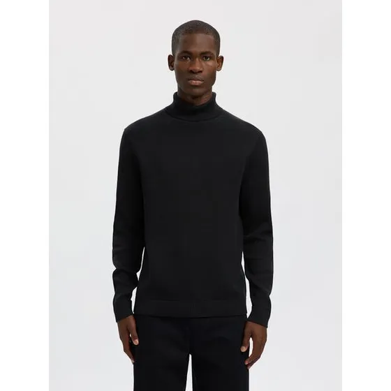 Selected Slhdane LS Knit Rullekravestrik i sort