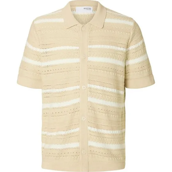 Selected SS Knit Crochet Polo Cardigan