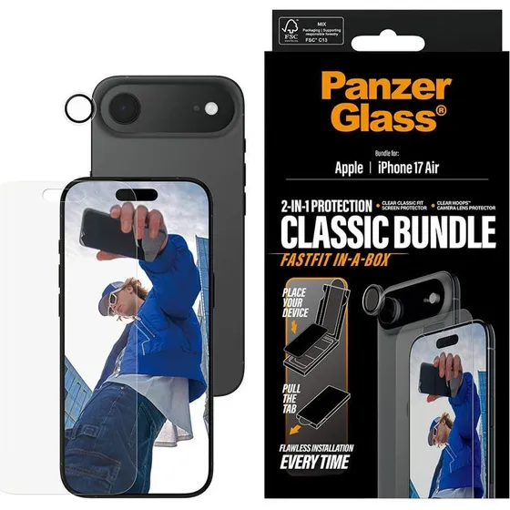 PanzerGlass 2-in-1 Classic Bundle til iPhone Air med FASTFIT
