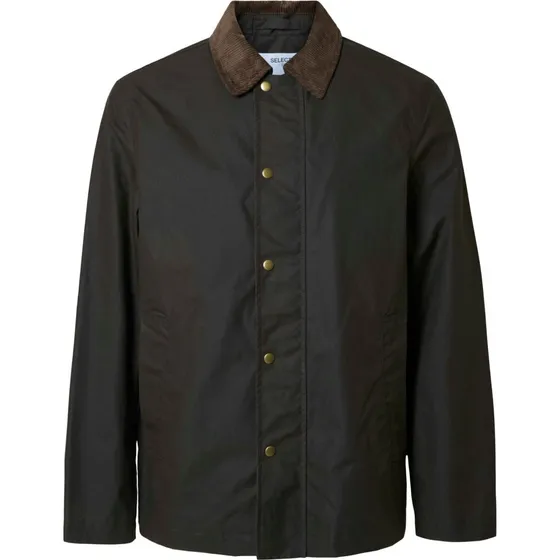 SELECTED SLHWALTER Overgangsjakke i mørkebrun waxed cotton