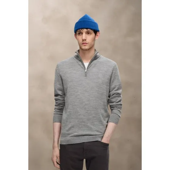 Slhtray Ls Knit Merino Half Zip Noos Striktrøje