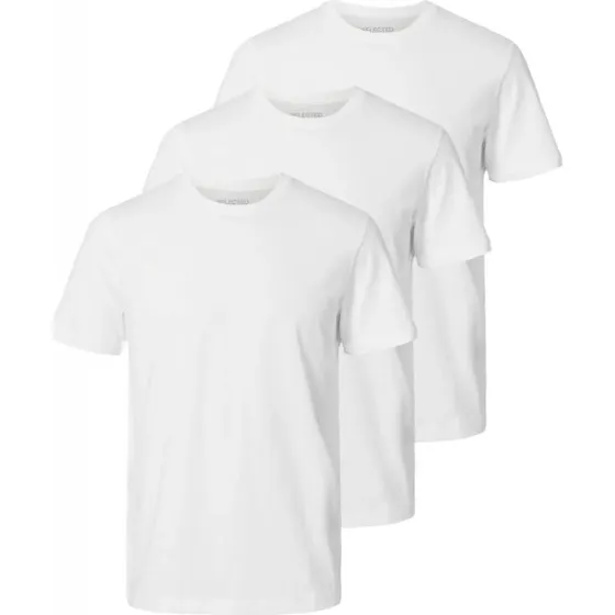 Selected Homme 3-pak Cormac hvide t-shirts til herre