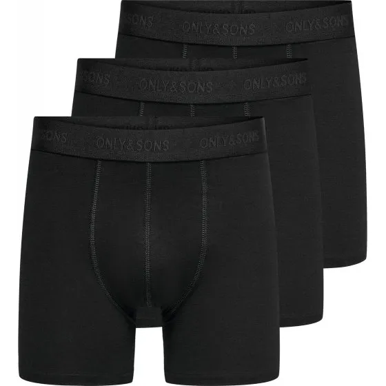 ONLY & SONS 3-pak boksershorts i sort til herre