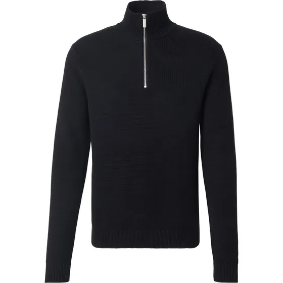 SELECTED Dane Pullover sort med halv lynlås