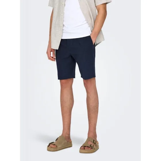 ONLY & SONS Shorts i bomuld-hør blanding - Navy