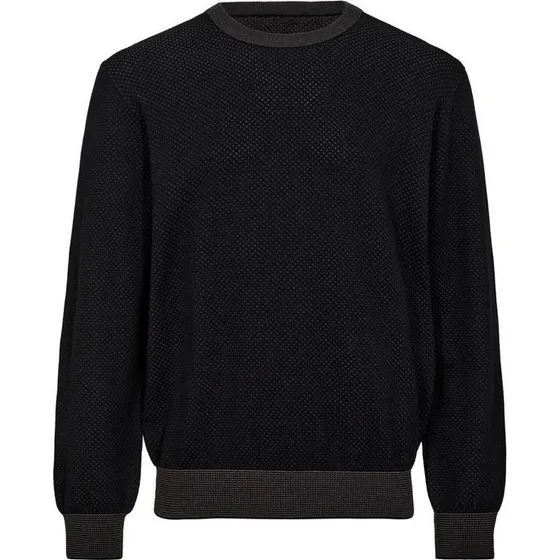 Modern fit strik med rund hals i two tone struktur