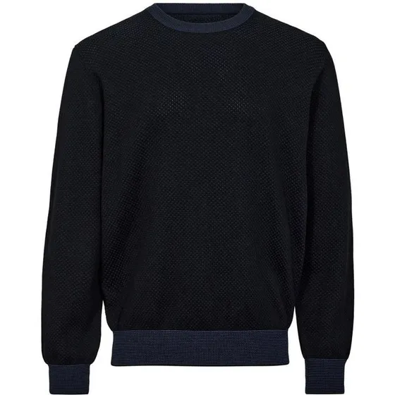 Modern fit strik med rund hals i two tone struktur