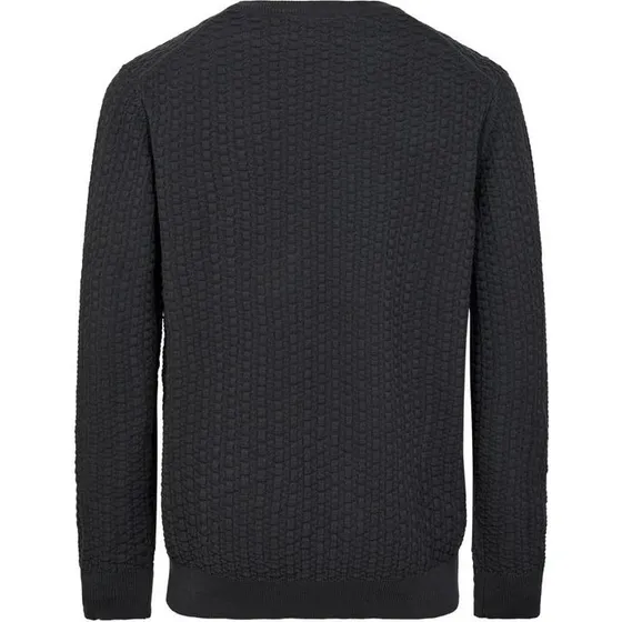 O-neck regular fit striktrøje i fin struktur
