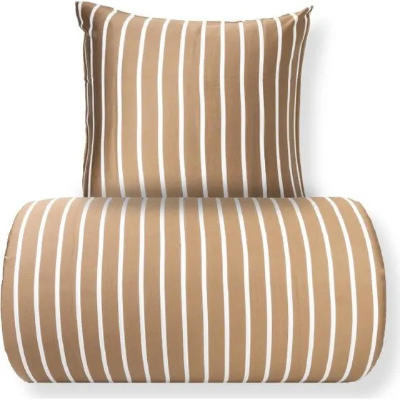 By Borg Bambus Sengetøj 200x200 cm - Beige Stribet