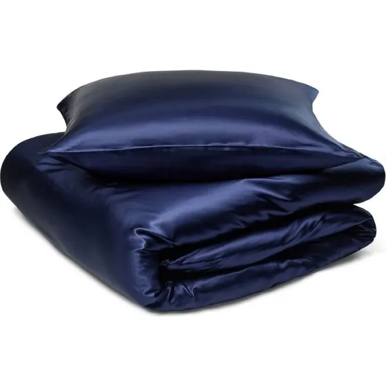 By Borg Silke sengetøj 140x220 cm - 100% morbærsilke - Navy blå