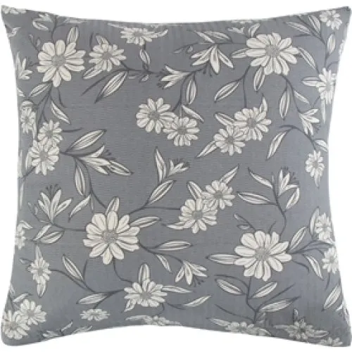 Borg Living Pudebetræk 60x63 cm - Grå Blomster - 100% Bomuld