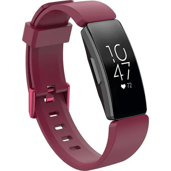 Fitbit Inspire / Inspire HR Silikoneurrem - Vinrød, Størrelse L