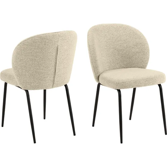 ACT NORDIC Patricia spisebordsstol - Creme bouclé og sort metal