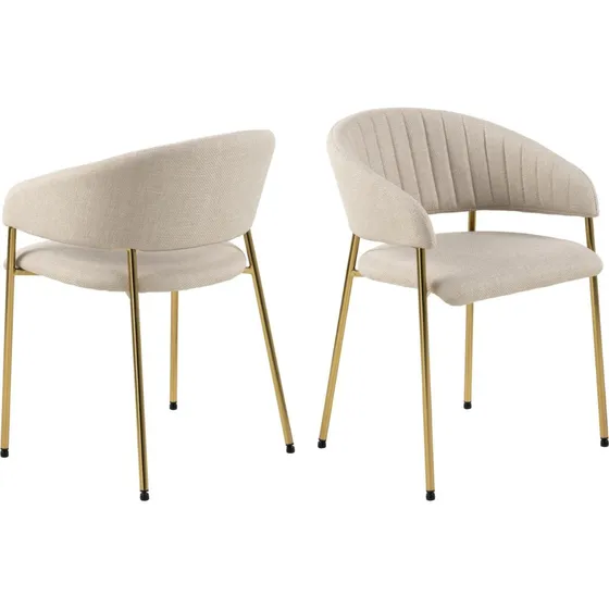ACT NORDIC Ann spisebordsstol med armlæn - Beige & Gylden krom