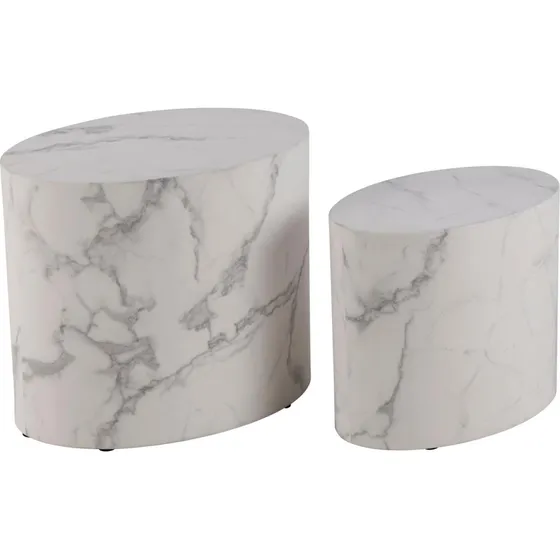 ACT NORDIC Mice sofabord, oval - hvid Carrara marmor (sæt af 2)