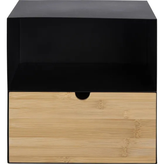 AC Design Furniture Jolin væghængt natbord - Sort/Bambus (30x25)