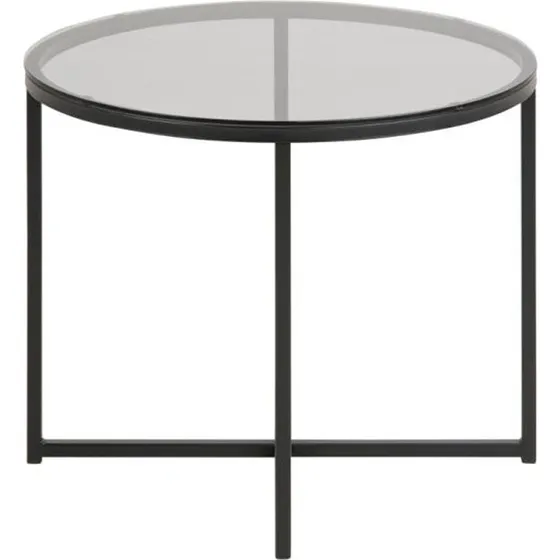 ACT NORDIC Cross sidebord - Røgfarvet glas & sort metal (Ø55)