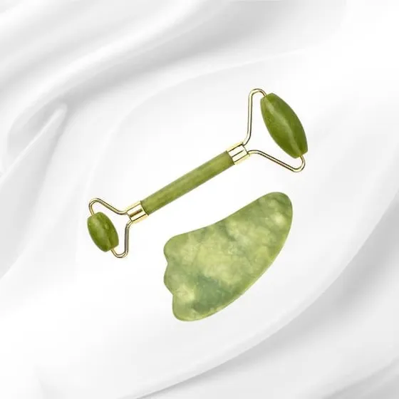 Jade Roller + Guasha Sten Sæt til ansigtsmassage