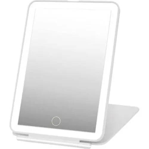 UNIQ Foldbart LED-spejl - Genopladeligt rejse-spejl - Hvid