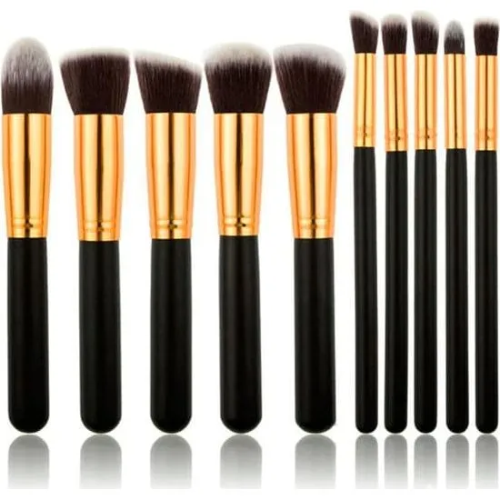 PRO Makeupbørster Black/Gold - 10 stk.