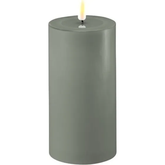 DeluxeHomeart LED-bloklys 7,5x15 cm - Grøn med 3D Real Flame