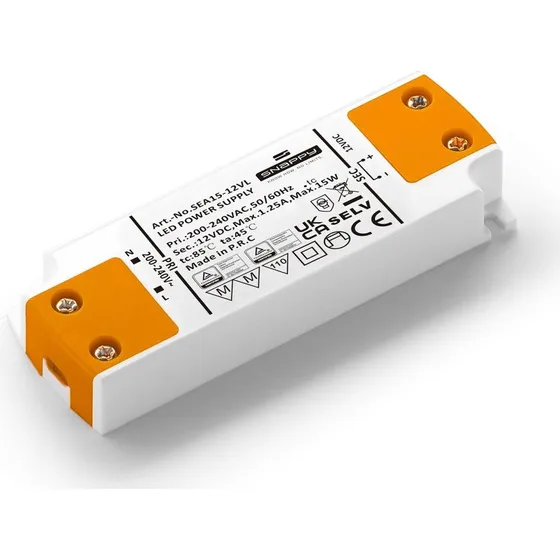 Snappy 15W 12V DC Strømforsyning - 1.25A, IP20 Indendørs