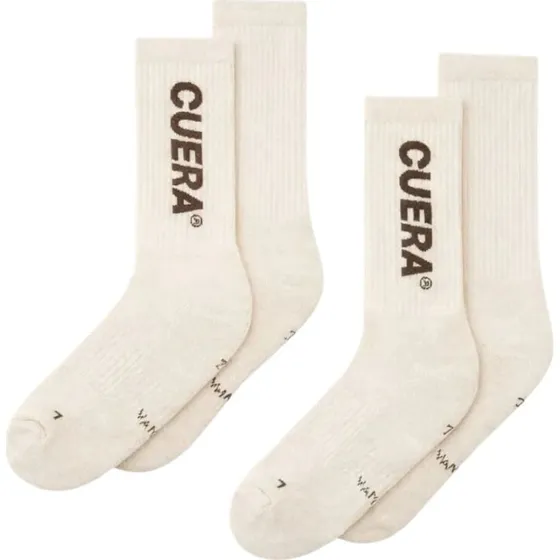 Cuera Padel Strømper (2-pak, Off-White/Dark Brown) - 41-45