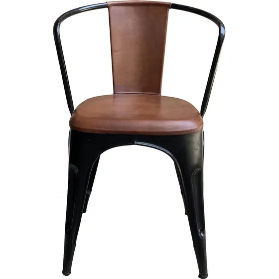 Trademark Living stol i læder og sort jern - Cognac