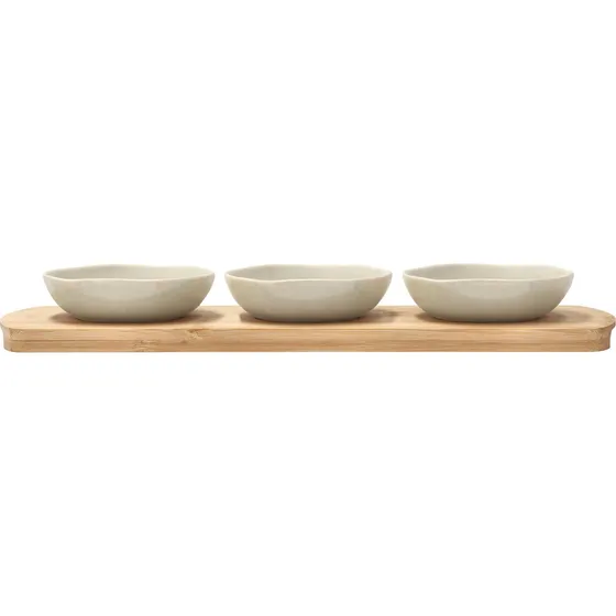 Villa Collection Shoku bambusbakke med 3 skåle, 32x10 cm, soft beige