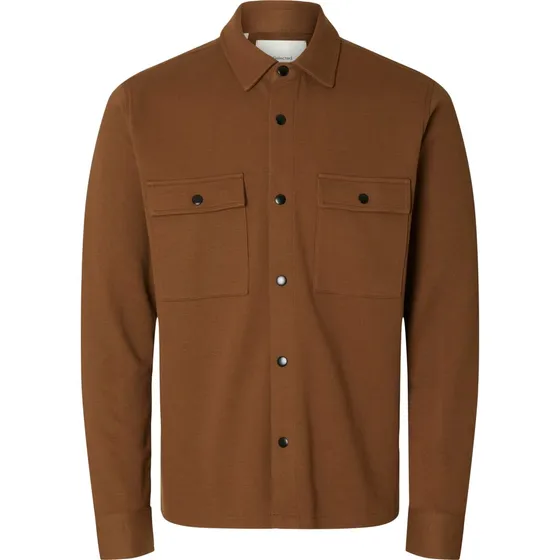 Selected Homme Sljackie Overskjorte i Brun Bomuld