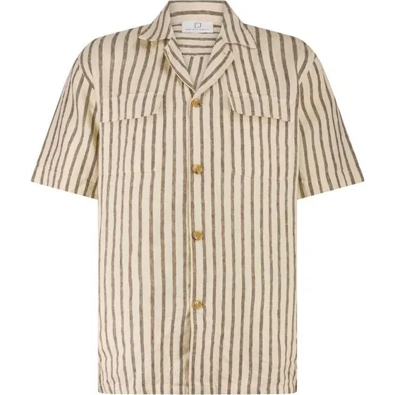Born With Appetite Crew Shirt SS - Stribet hørskjorte