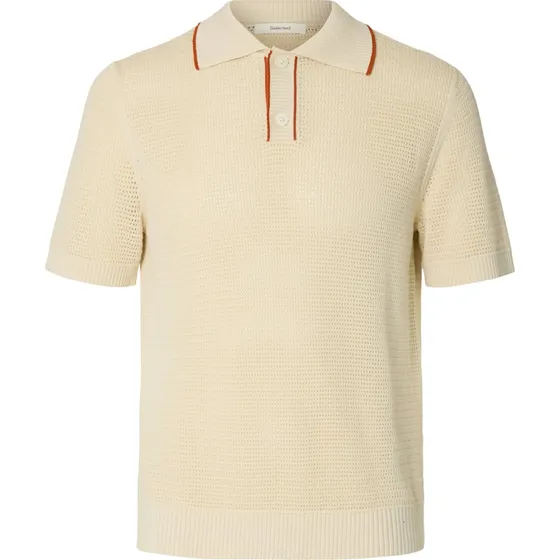 SELECTED SLHJESSE Strikket Bluse i Creme og Mørkeorange
