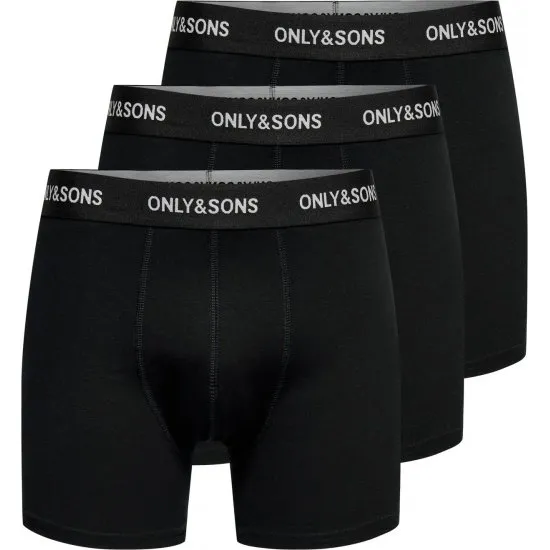ONLY & SONS 3-pak bomuldsunderbukser i sort til herre