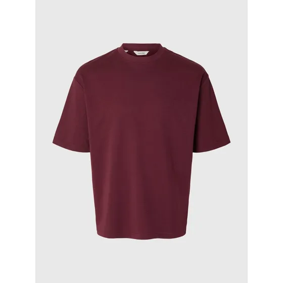 Selected Oscar T-shirt i burgunder med loose fit